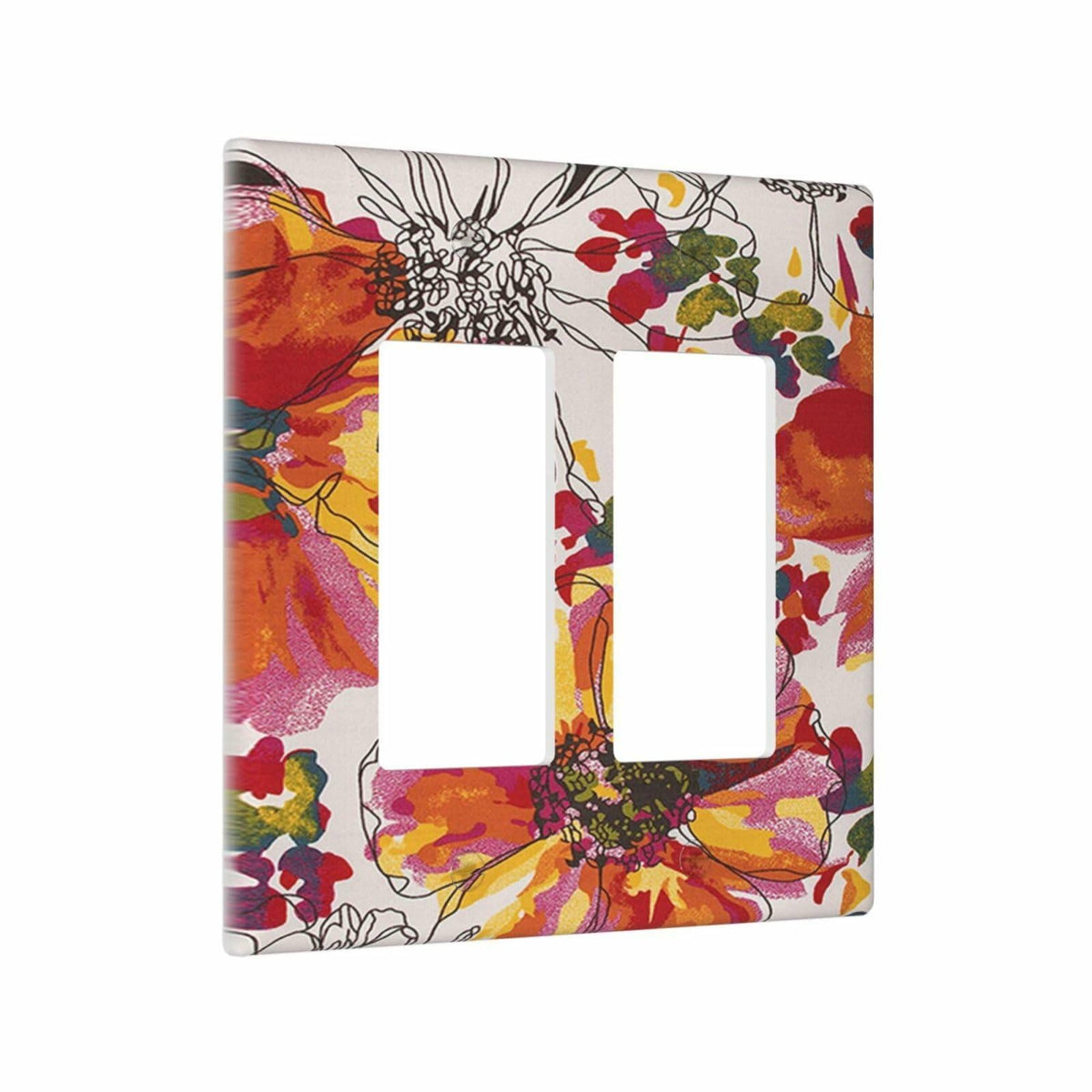 Xuejiaku 2 Gang Watercolor Flowers Wall Plate Double Rocker Switch Cover