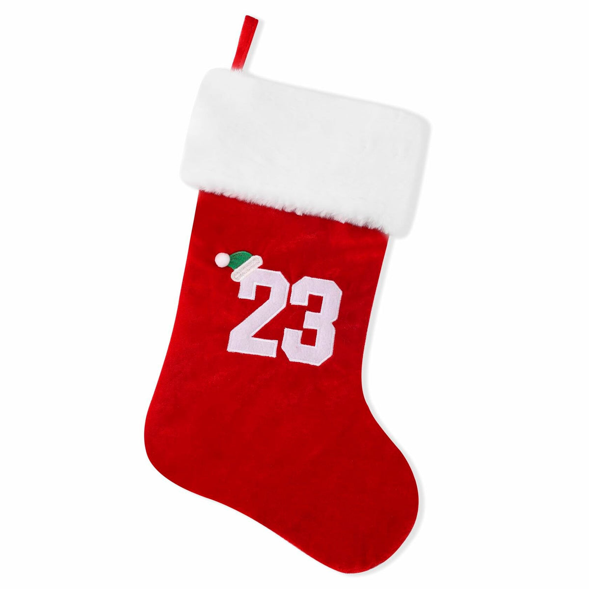 BELISHMIE 20-Inch Red Christmas Stocking Gold Embroidered Number 23
