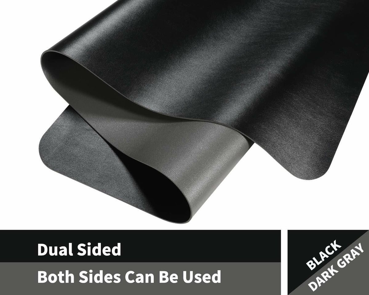 AFRITEE Dual Side PU Leather Desk Pad Mat Large 31.5x15.7 Black/Dark Gray