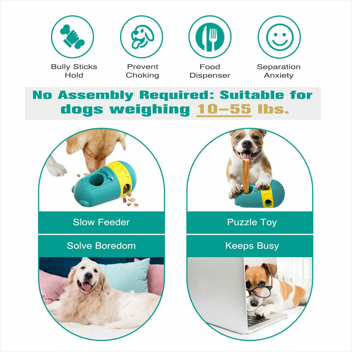 Dog Puzzles Feeder Interactive Toy Adjustable Treat Dispenser Green