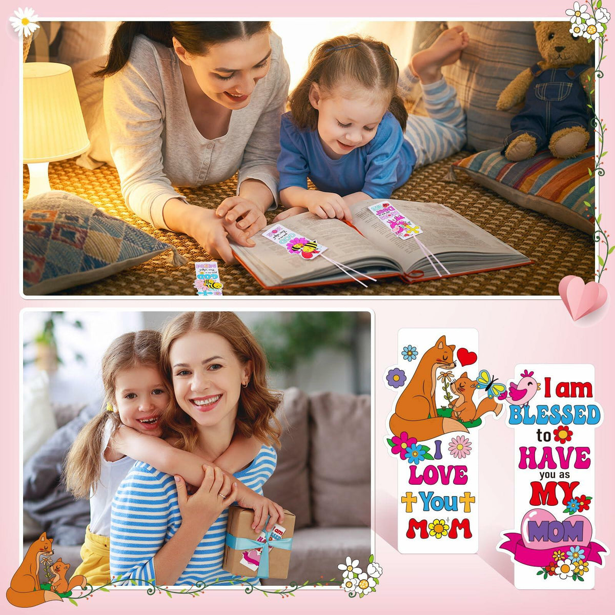 Dunzoom 200 Pcs Mother's Day Christian Coloring Bookmarks Bulk DIY