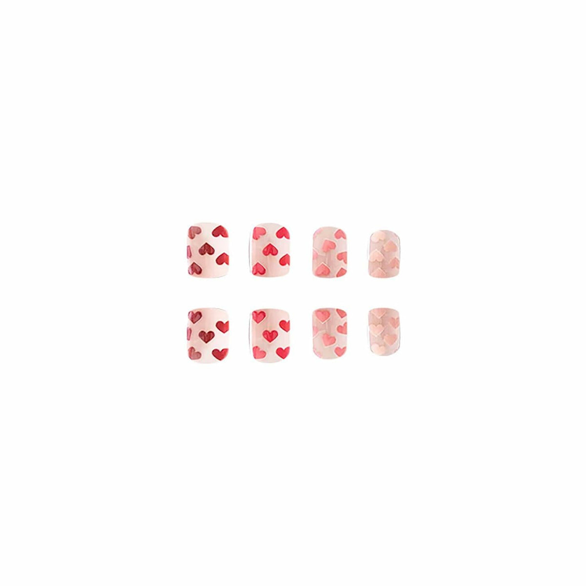 RIICFDD Heart Press On Nails Medium Square Glossy French Tip 72Pcs