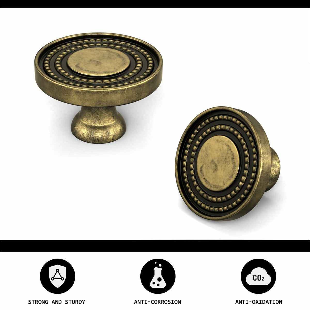 Homdiy 10 Pack Solid Gold Brass Knurled Zinc Alloy Cabinet Knobs Drawer