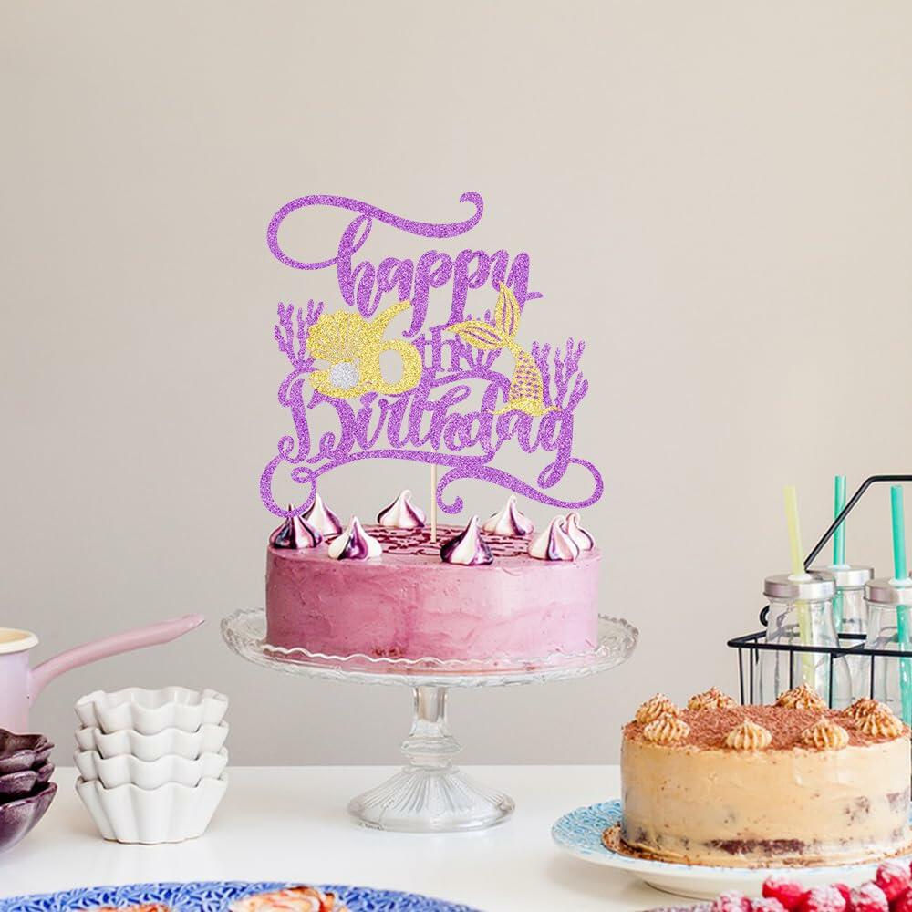 AROKIPPRY Mermaid Happy 6th Birthday Cake Topper Under The Sea Theme