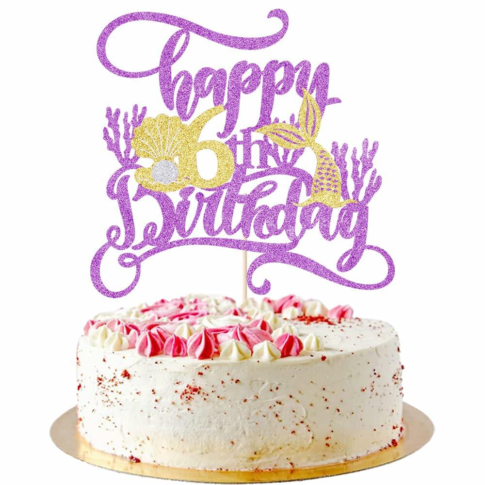 AROKIPPRY Mermaid Happy 6th Birthday Cake Topper Under The Sea Theme