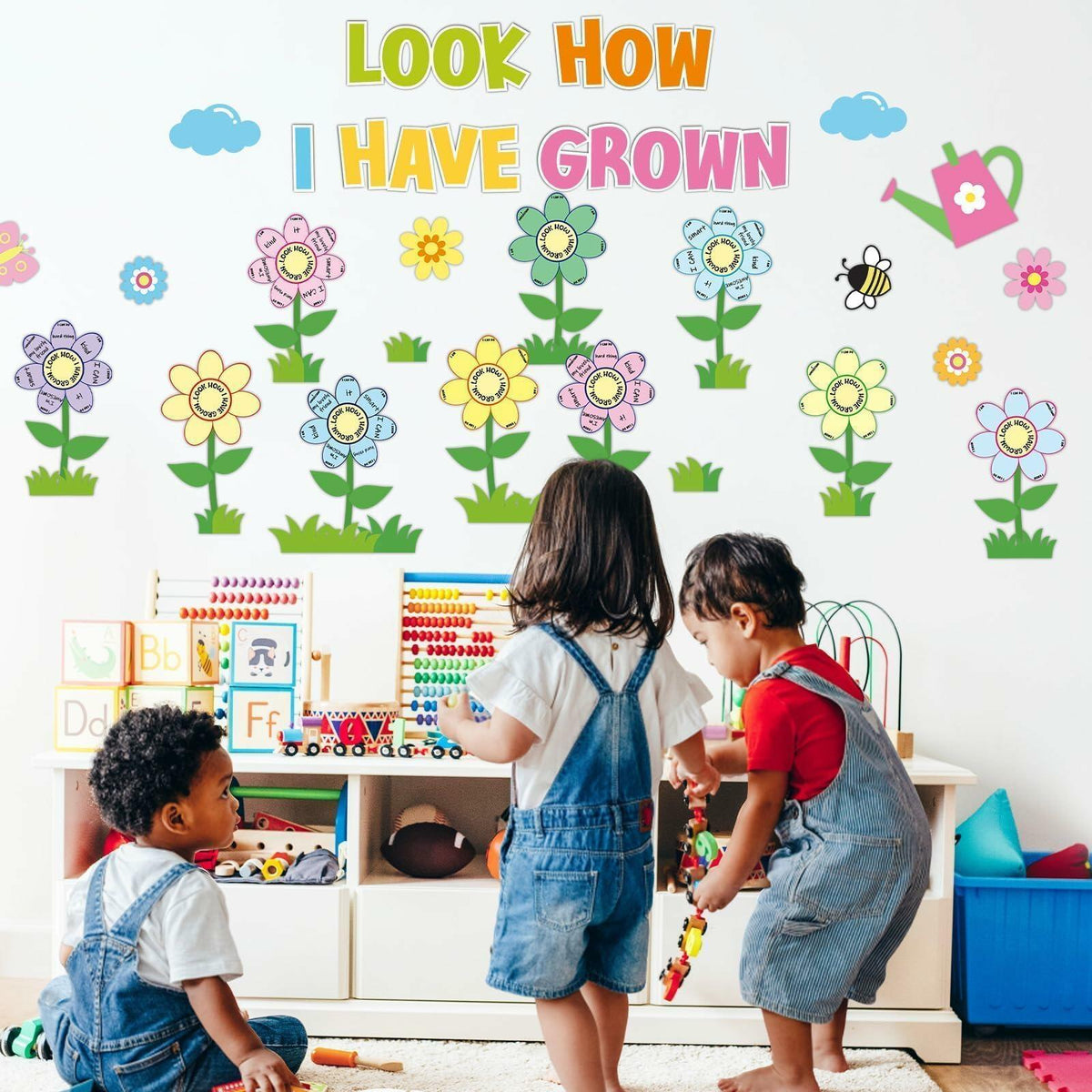 182PCS Spring Bulletin Board Decorations Set Flowers Floral Classroom Decor