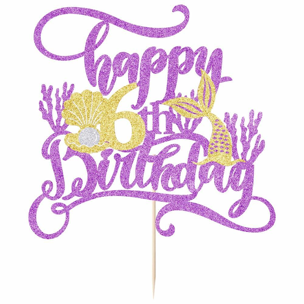 AROKIPPRY Mermaid Happy 6th Birthday Cake Topper Under The Sea Theme