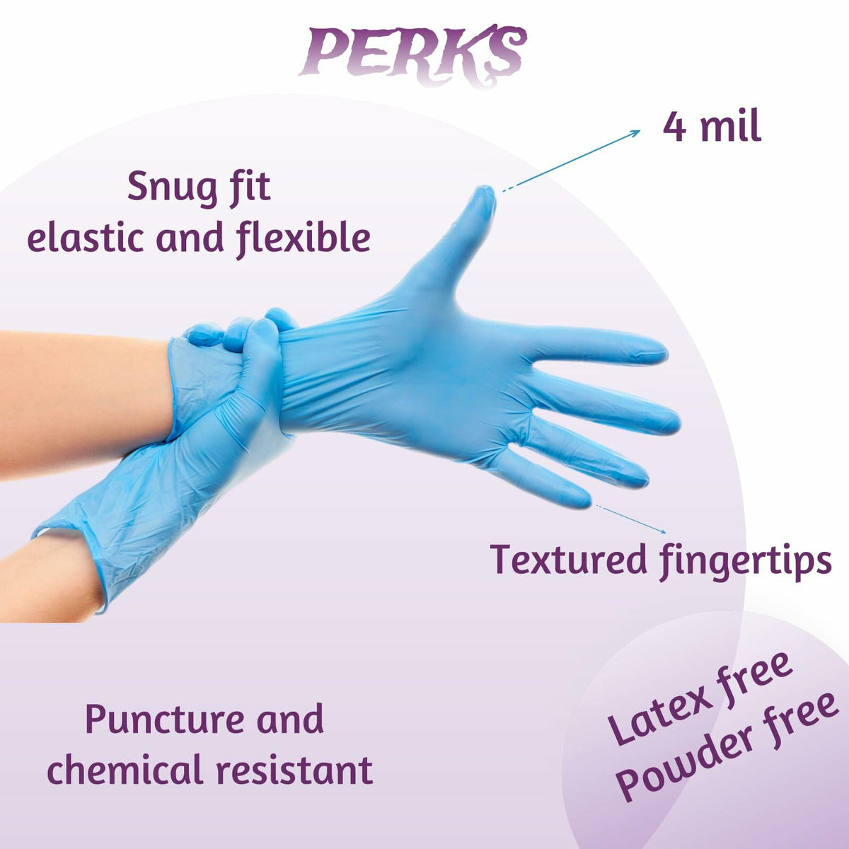 OMELAW Blue Nitrile Gloves Large Powder-Free Latex-Free 100 Pack Size L