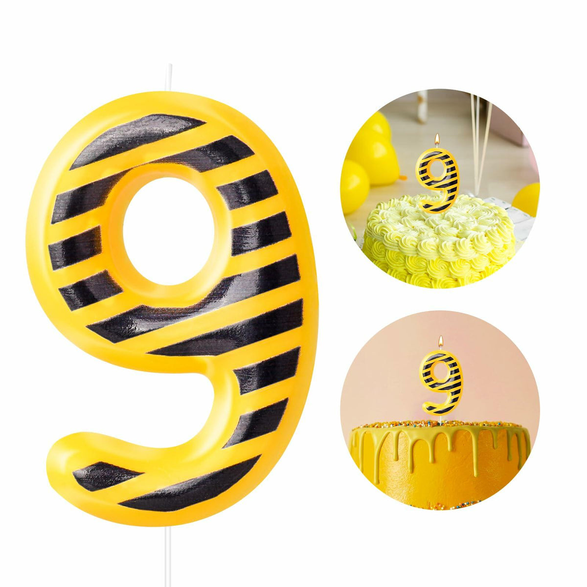 Construction Number 9 Birthday Candle Cake Topper Party Decoration