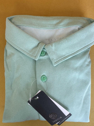 YAMXDM Mens Long Sleeve Golf Polo Shirt Moisture Wicking Light Green Size L