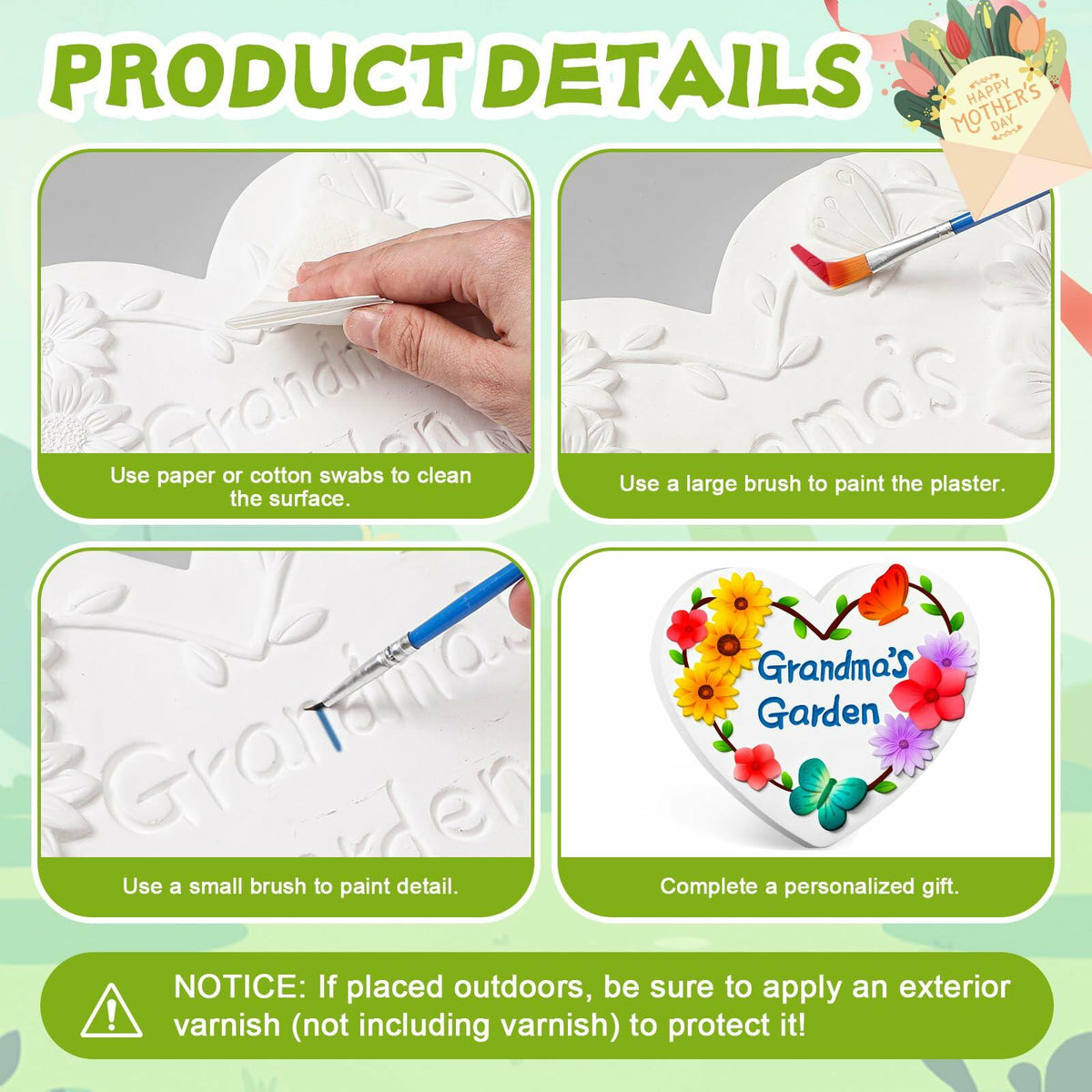 Juexica Grandma's Garden Stepping Stone DIY Paint Kit 10.4 Inch