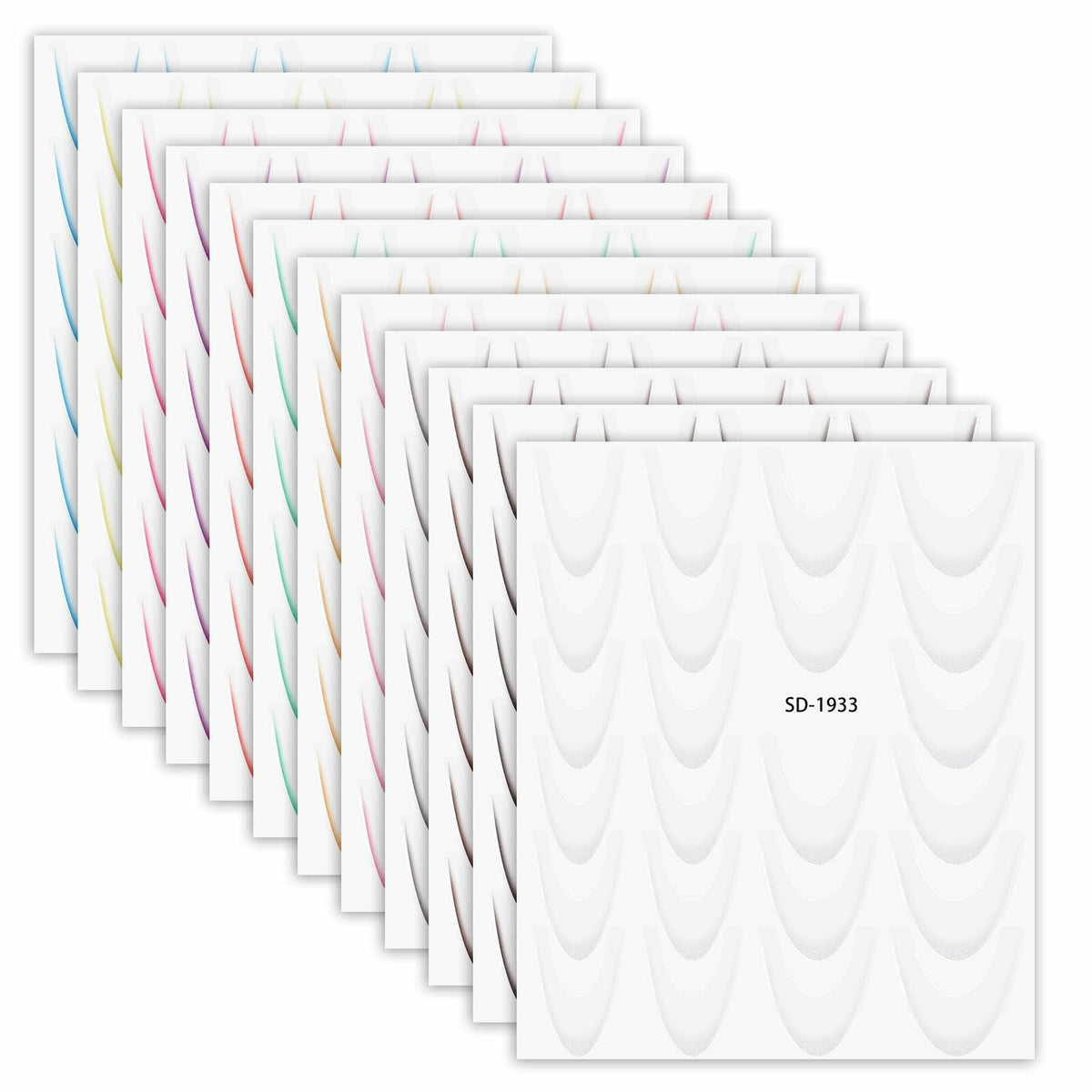 Lnngub Nail Art Stickers French Gradient Stripes White 12 Sheets