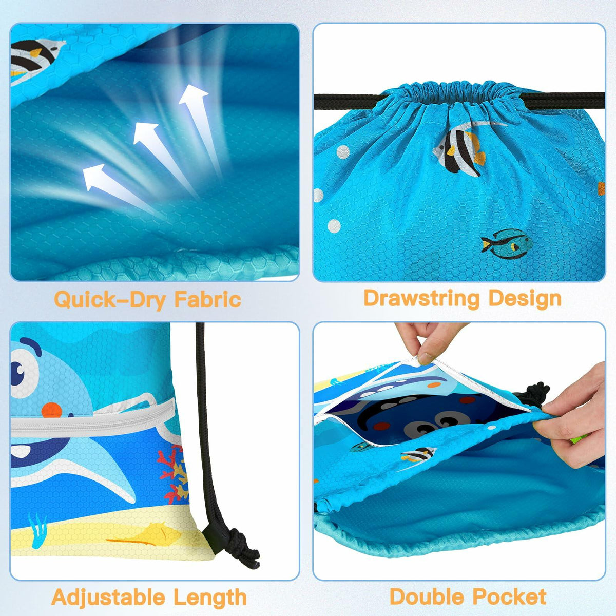 Slohif Kids Drawstring Backpack Green Dinosaur Waterproof Nylon Large