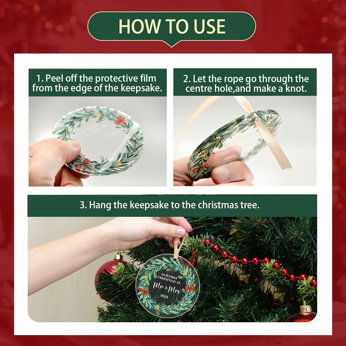 First Christmas Married Ornament 2024 1st Christmas Mr and Mrs Wedding Gift