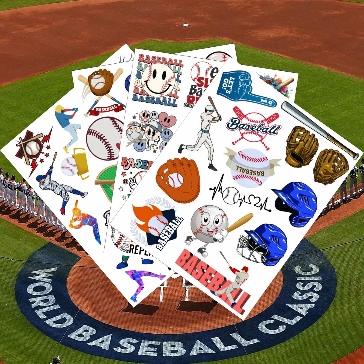 Baseball Temporary Tattoos 72 Pcs 6 Sheets Sport Party Favors Gift Idea