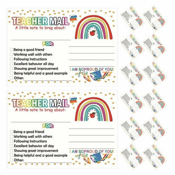 NUOBESTY 50pcs Rainbow Classroom Behavior Incentive Postcards for Teachers