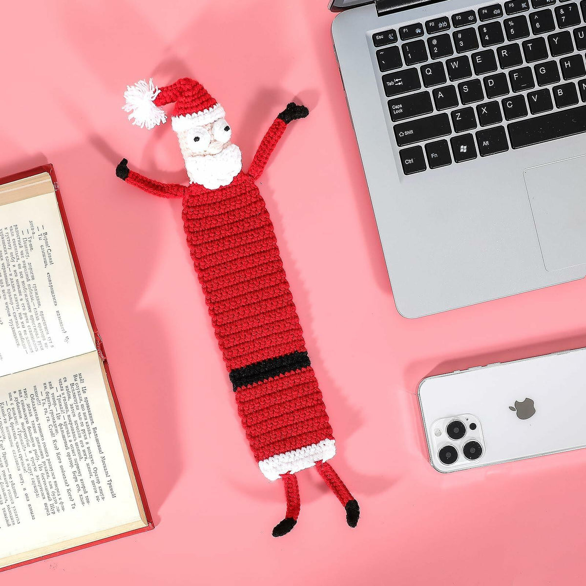 Crochet Santa Bookmark Kawaii 3D Christmas Gift for Kids Women