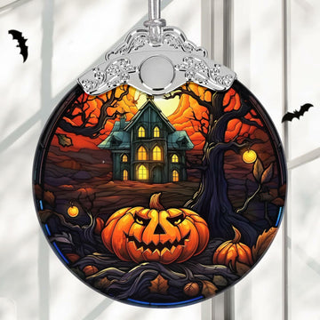 The Haunted House Stained Glass Christmas Ornament Holiday Decoration