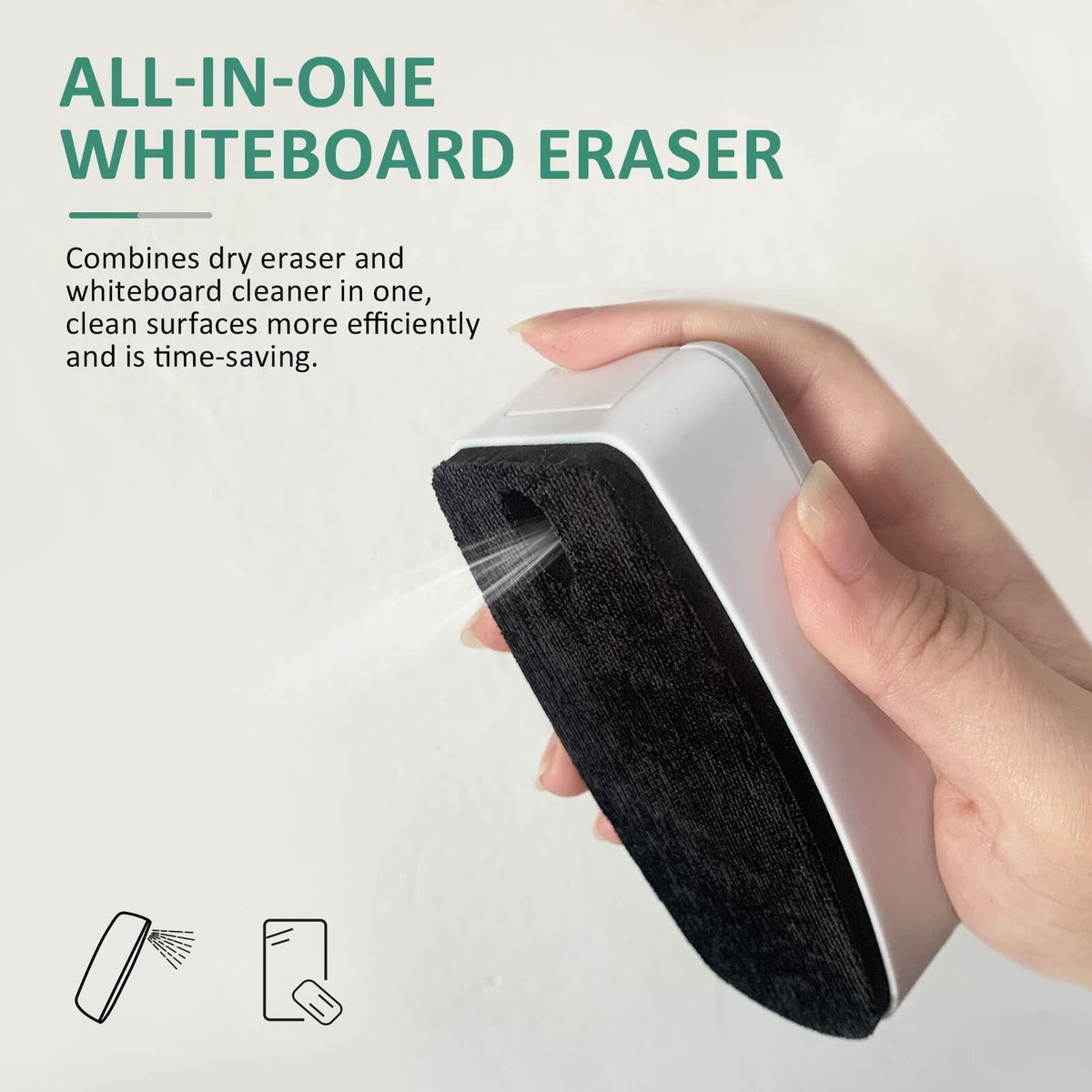 ZHIDIAN Dry Erase Board Eraser with Spray White Microfiber Pads