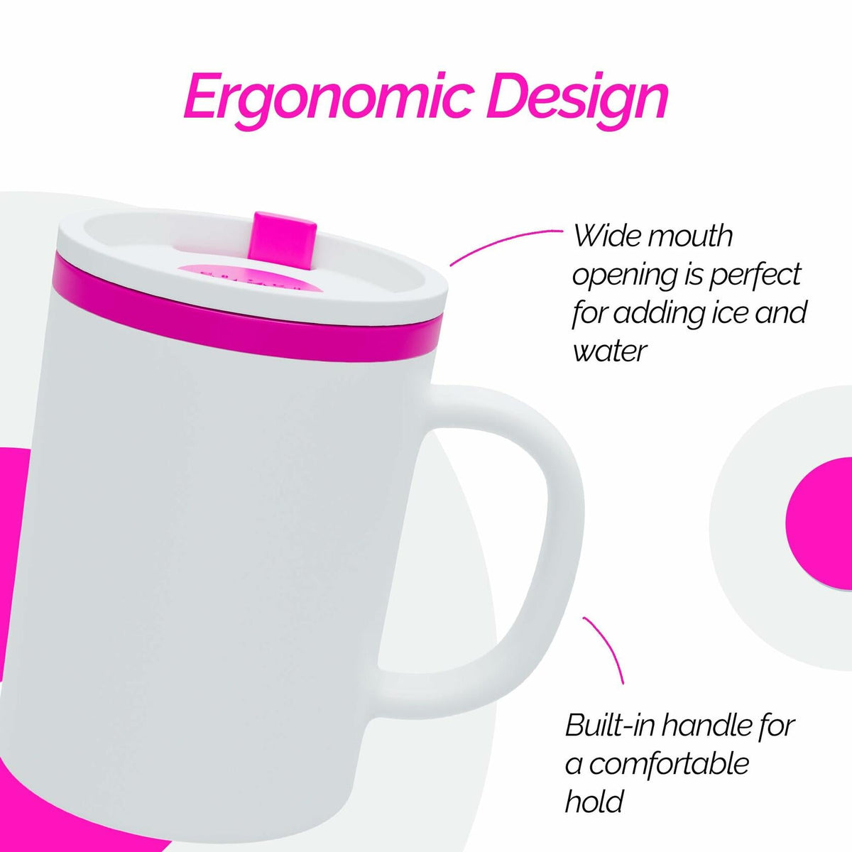Copco Desk Mug 16 oz Double-Wall Insulated Spill-Resistant Pink BPA-Free
