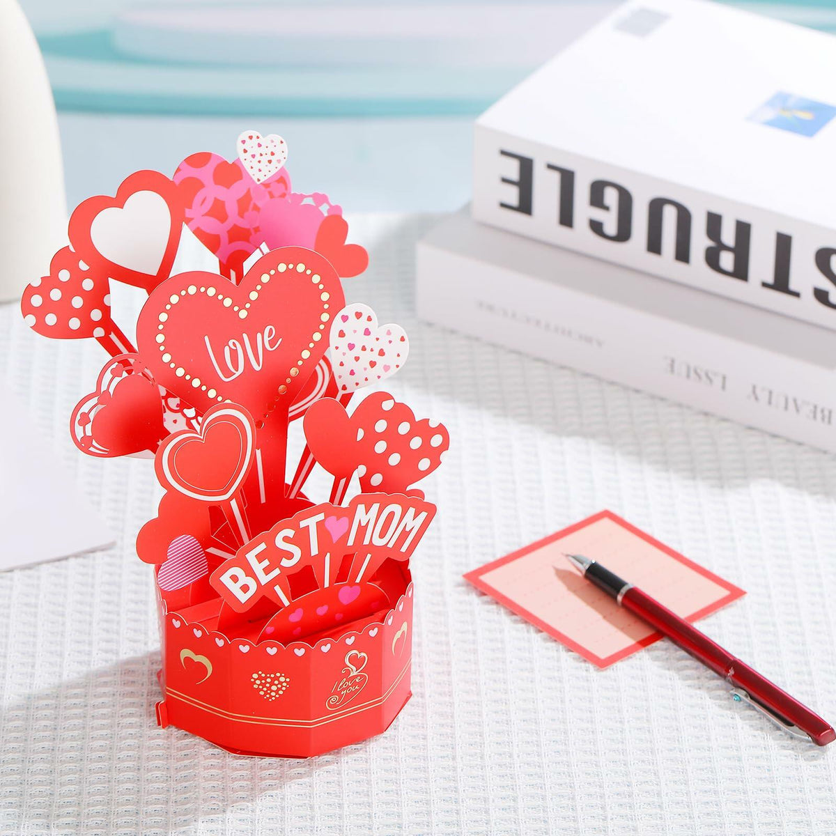 Lmcheny 3D Pop Up Best Mom Birthday Mother's Day Greeting Card