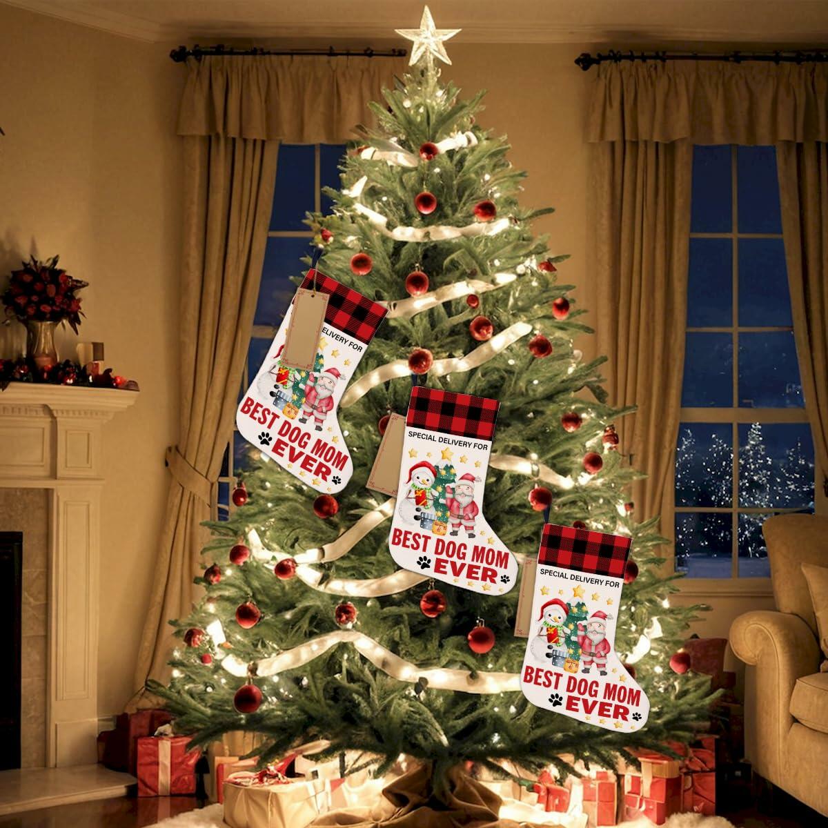 Best Dog Mom Ever Christmas Stocking Holiday Decoration 18x12 Inch