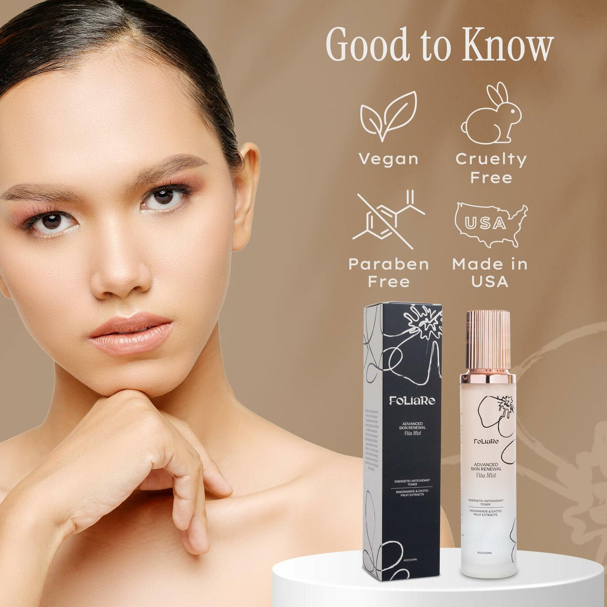 Foliare Skin Renewal Vita Mist Toner Niacinamide Spray Clear Antioxidants
