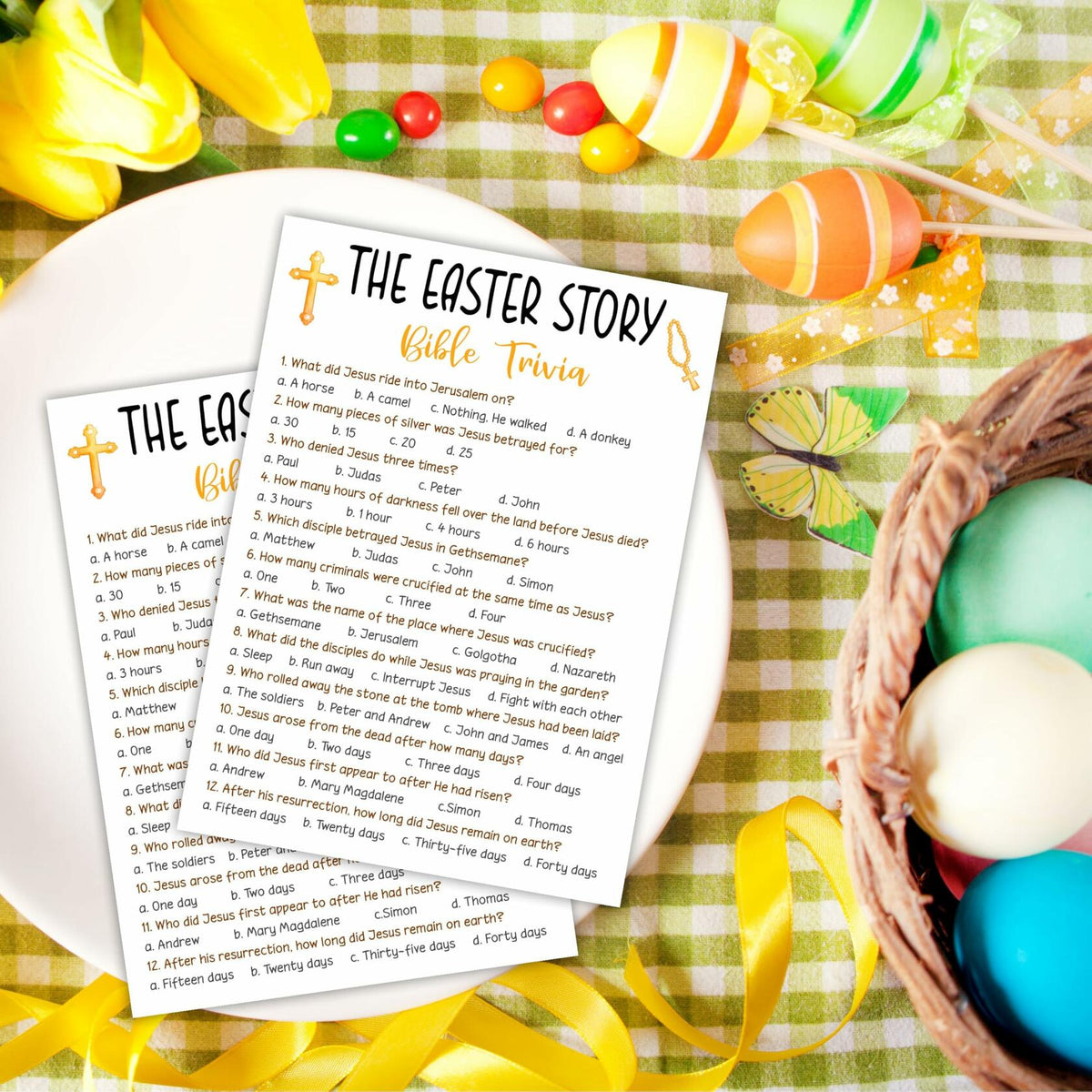 The Easter Story Bible Game Cards Christian Party Game 20 Pcs