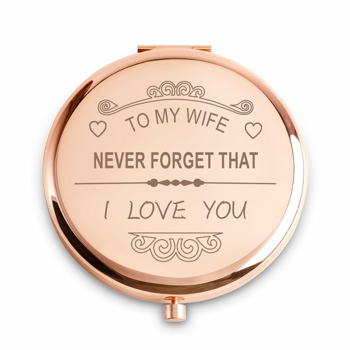 Personalized Compact Mirror Gift for Wife, Custom Engraved, Sentimental