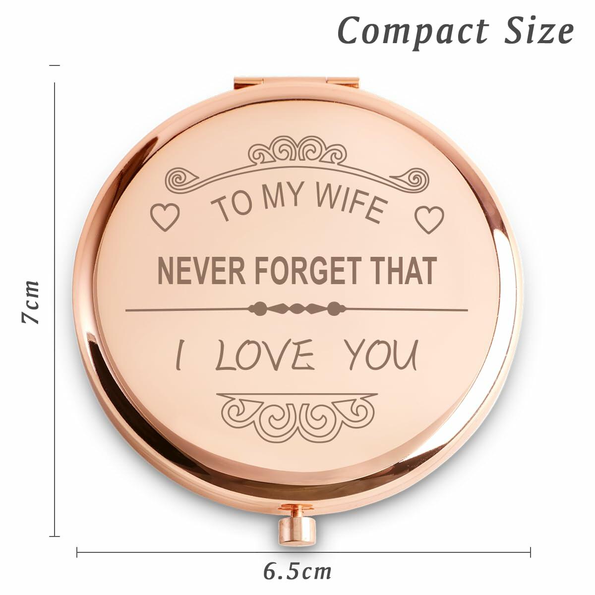 Personalized Compact Mirror Gift for Wife, Custom Engraved, Sentimental