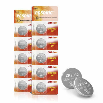 PGSONIC CR2032 3V Lithium Battery 10pcs Compatible with AirTag Black