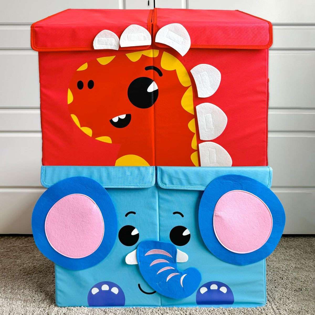 QUOKKA Dino Toy Storage Box Organizer 24.8x16.1x13 In Collapsible Fabric Bin
