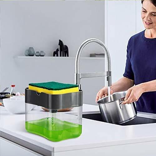 Innovative Sponge Holder 2-in-1 Soap Lotion Dispenser Caddy Gray
