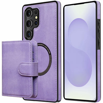 LOHASIC Samsung Galaxy S25 Ultra Case Magnetic Leather Wallet Purple
