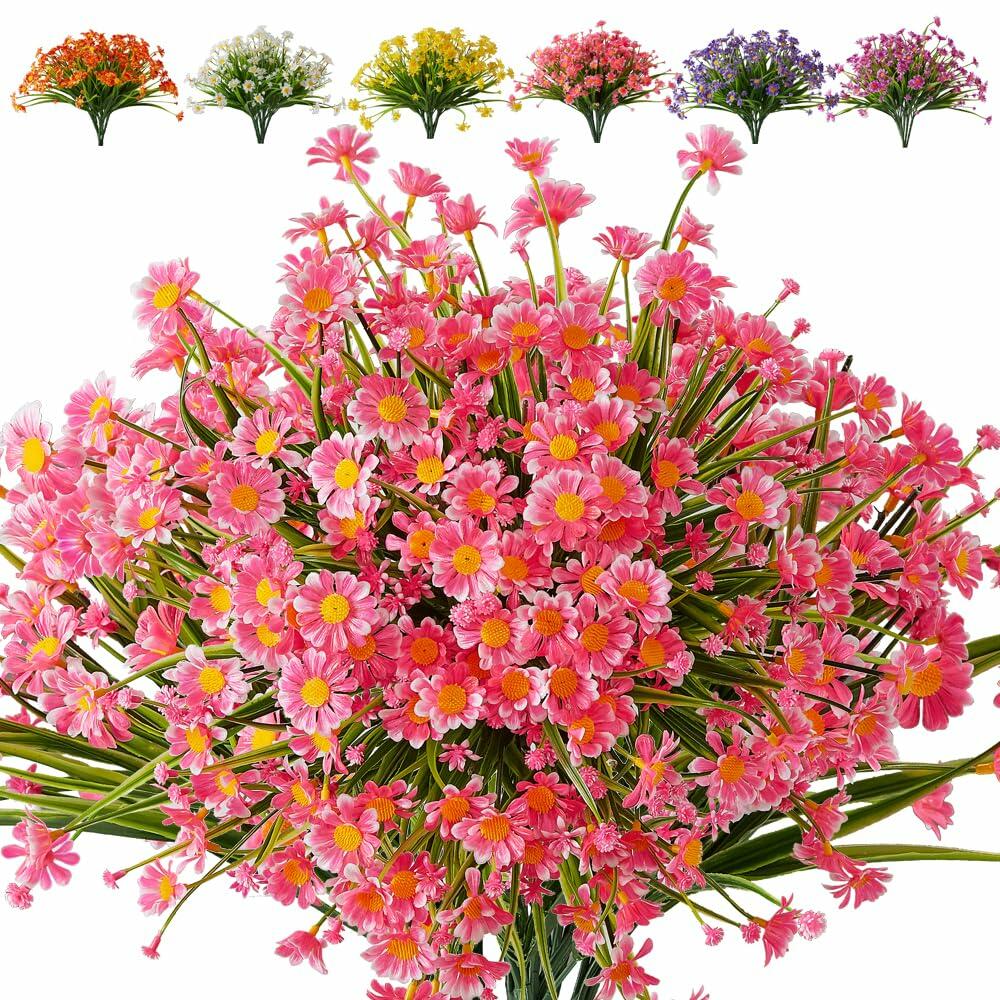 JOYGAR 8 Bundles Artificial Daisy Sunflowers UV Resistant Yellow Faux Flowers