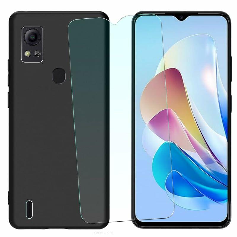 NEOYUKL Cricket Icon 5 AT&T Motivate 4 Case Tempered Glass Black 1 Pack