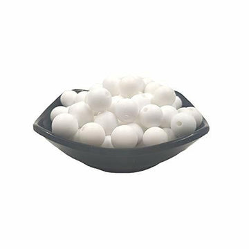 Alenybeby Silicone Pearl Beads 15mm 100pcs Round White Loose Beads