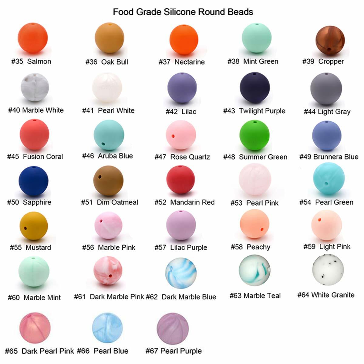 Alenybeby Silicone Pearl Beads 15mm 100pcs Round White Loose Beads