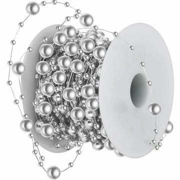 Ecally 250ft Plastic Beads Garland Chain Roll Silver Wedding Decor