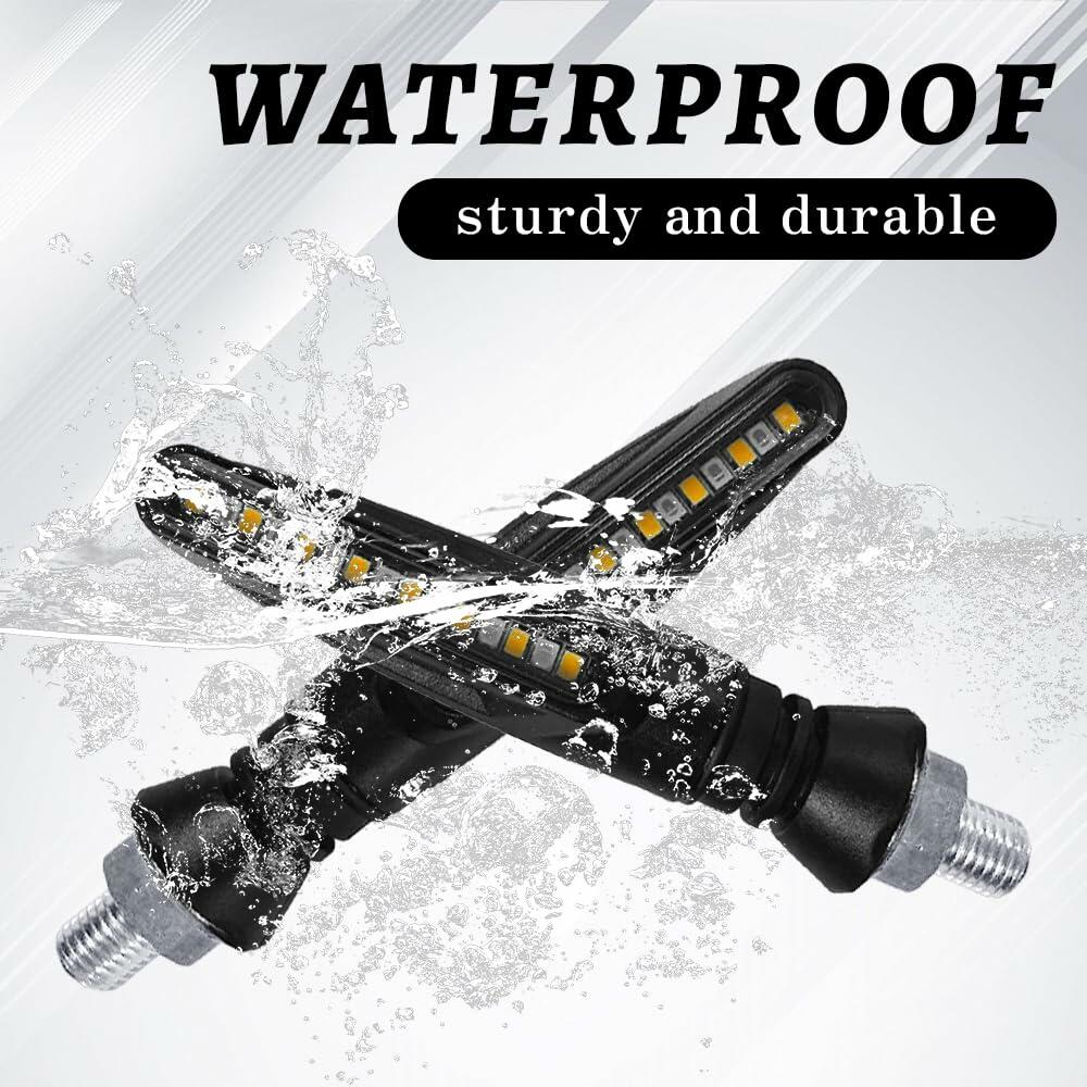 Lecctso 2PCS LED Motorcycle Running Brake Lights 12V Flowing Signal Blue