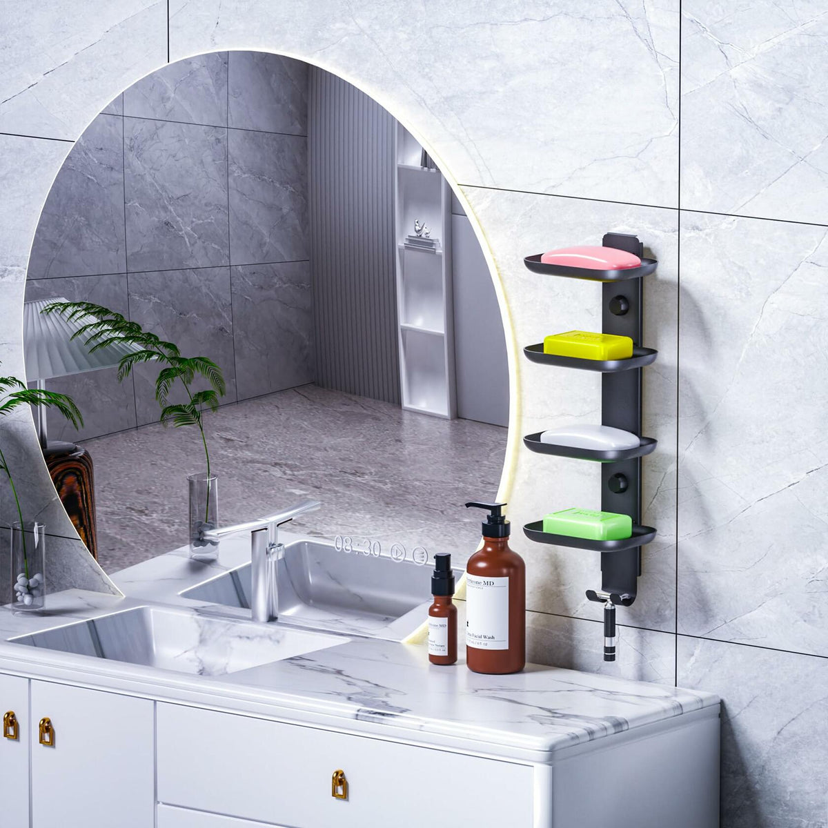 MAYZOLOP Soap Dish Holder Shower Wall Mount with 2 Hooks Bathroom
