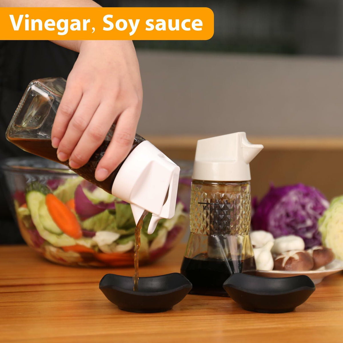 SMELHA Glass Olive Oil Dispenser Vinegar Bottle 9.2oz 270ml BPA Free Leakproof