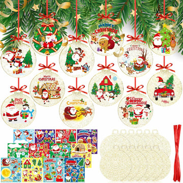 Capoda 24 Pack Clear Acrylic Christmas Ornaments with Red Ribbon Gold