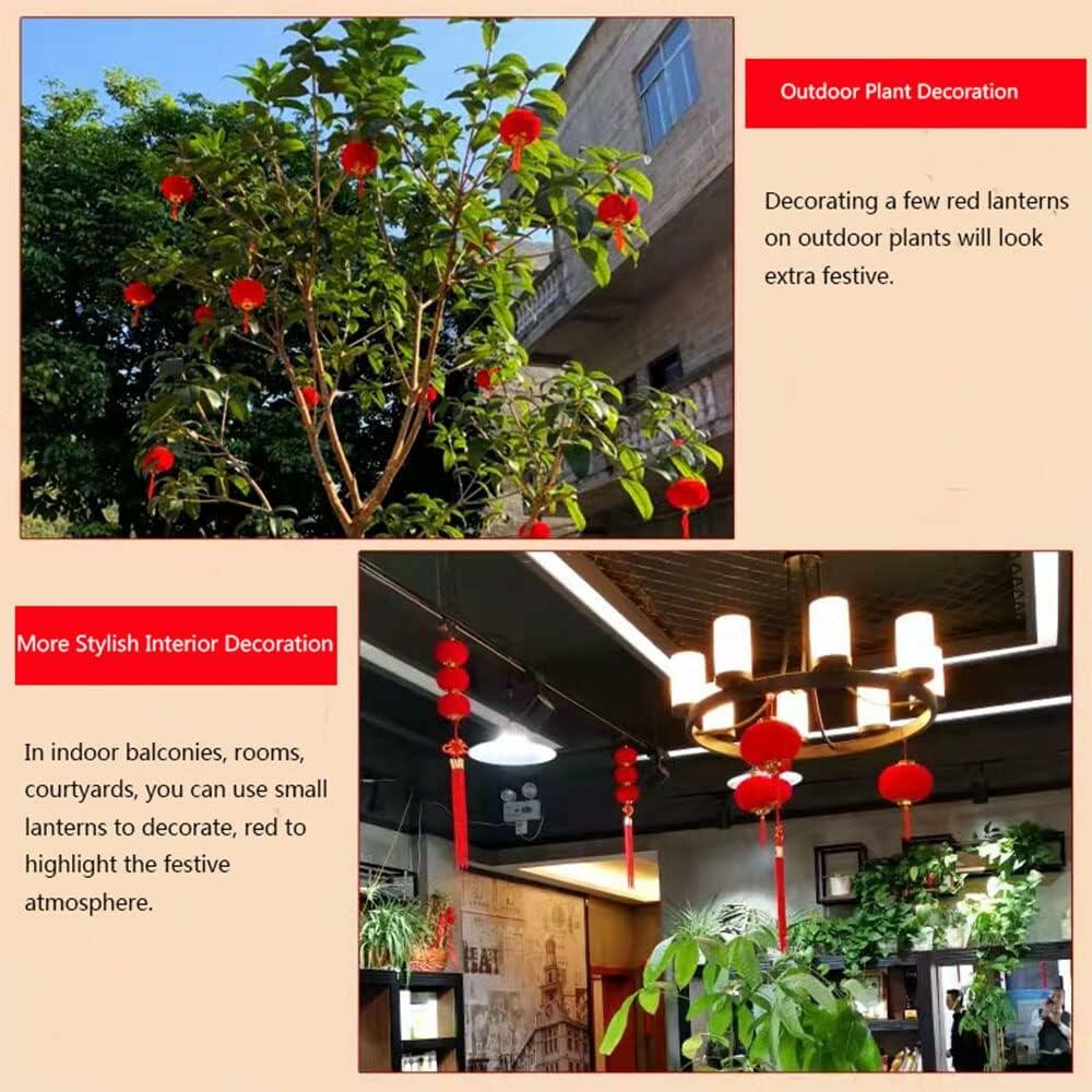 Yuumluo Red Lanterns 16 Pcs Mini Plastic Hanging Lanterns 1.97"x2.17"