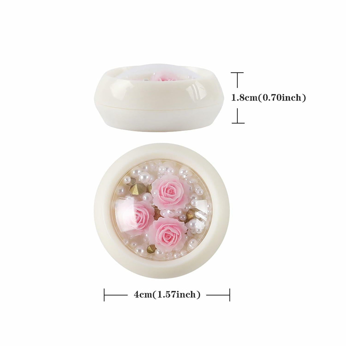 Valentine's Day Pink Flower 3D Nail Art Charms Pearls Rhinestones 1 Box