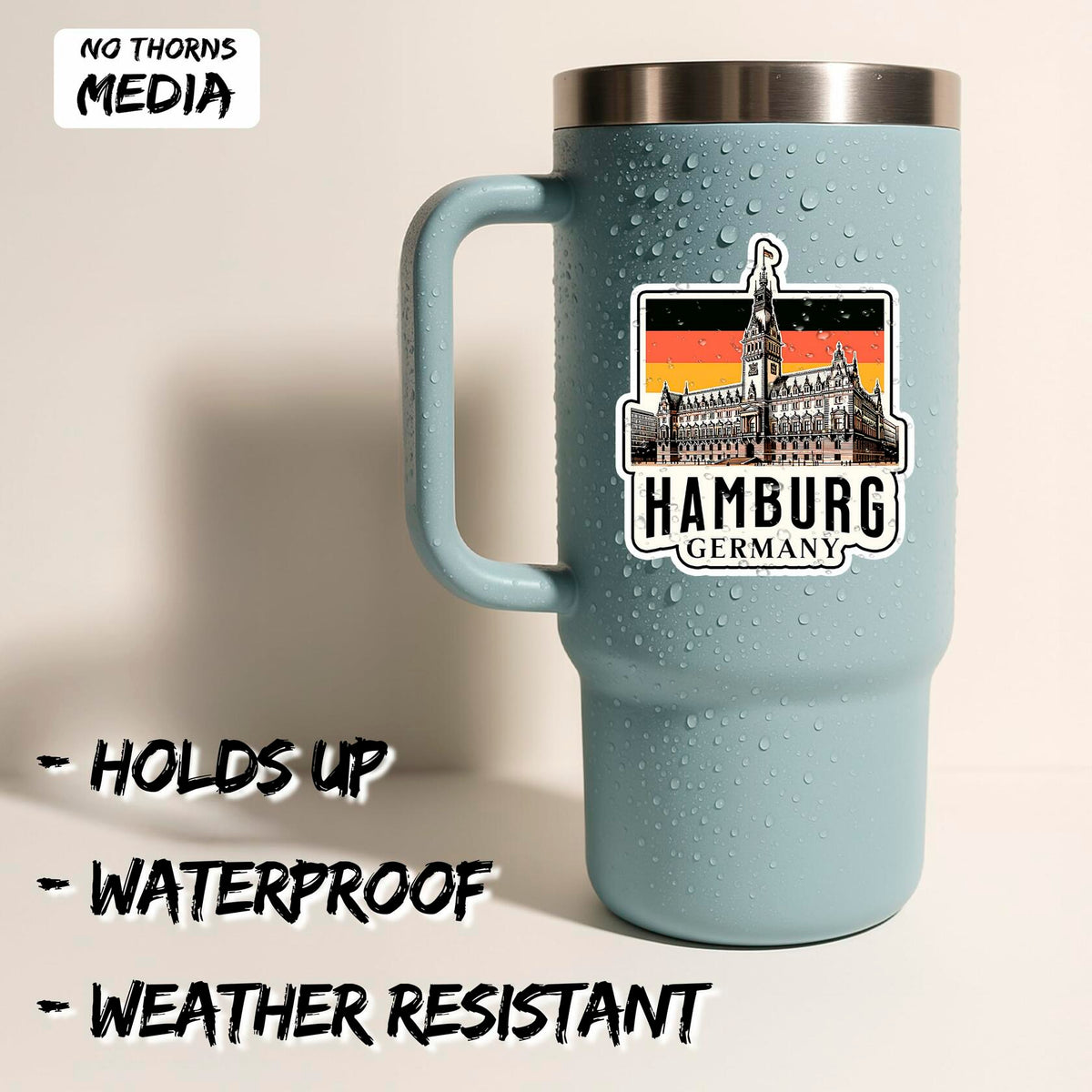 Hamburg Germany Travel Sticker 4 Inch Waterproof Vinyl Decal Durable