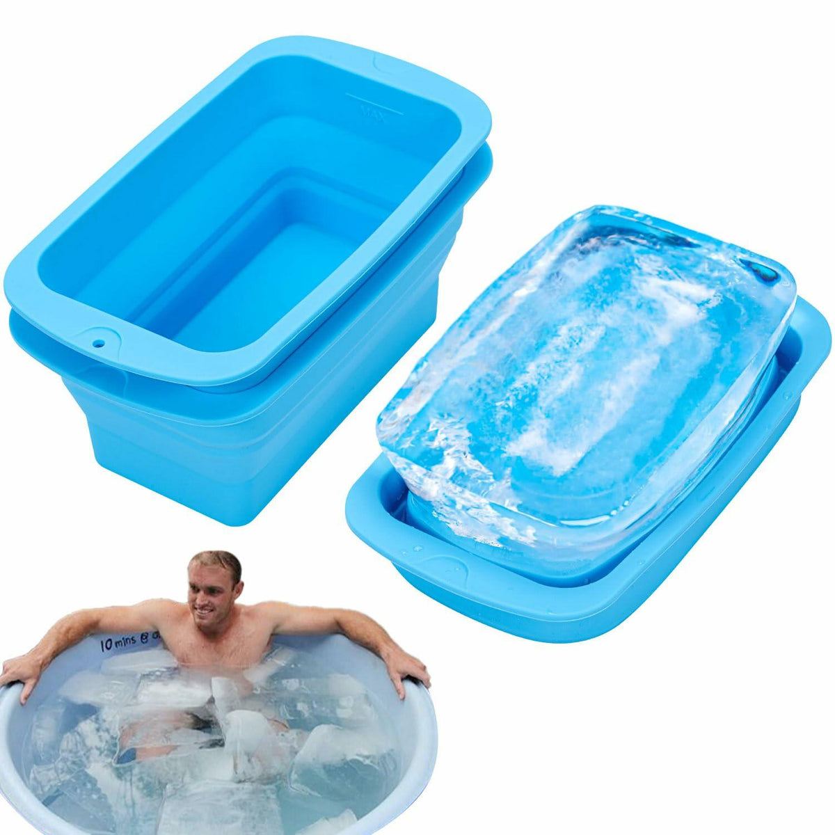 Foldable Ice Bath Mold Silicone Ice Block Chiller 3 Pack 22.2LB Total