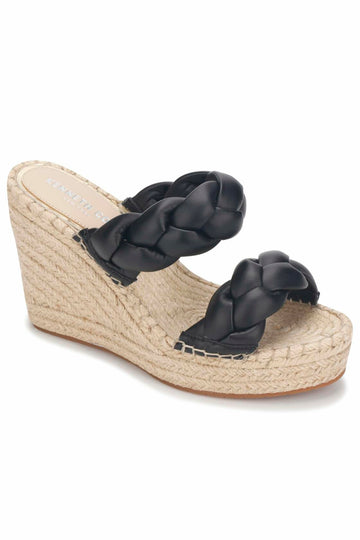 Kenneth Cole New York Olivia Braid Wedge Sandal Black Size 6