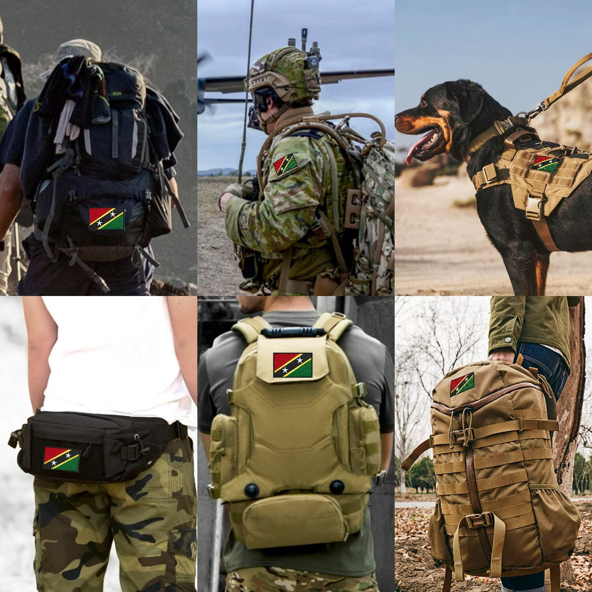 stidsds 2 Pack Saint Kitts and Nevis Flag Embroidered Patches Tactical