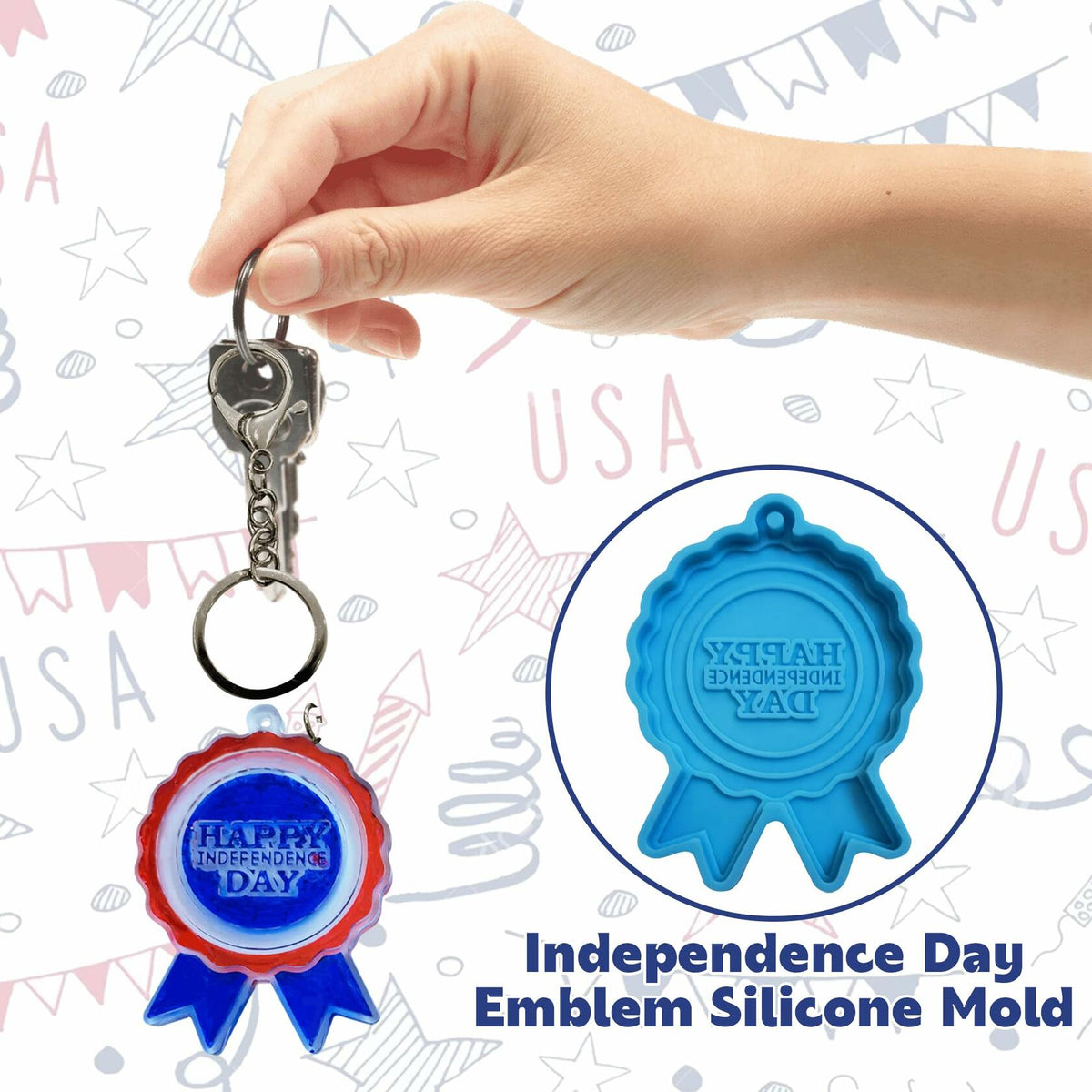 Ysqool American Badge Keychain Mold Silicone Blue DIY Cake Decoration
